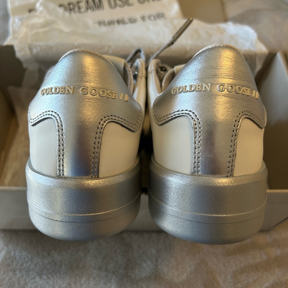 #Golden Goose white sneakers & silver worn once’s woman or men size 37, - Picture 11 of 16